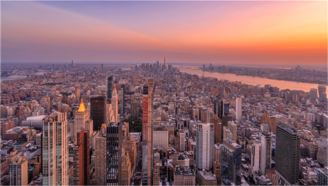 Lower Manhattan zonsondergang